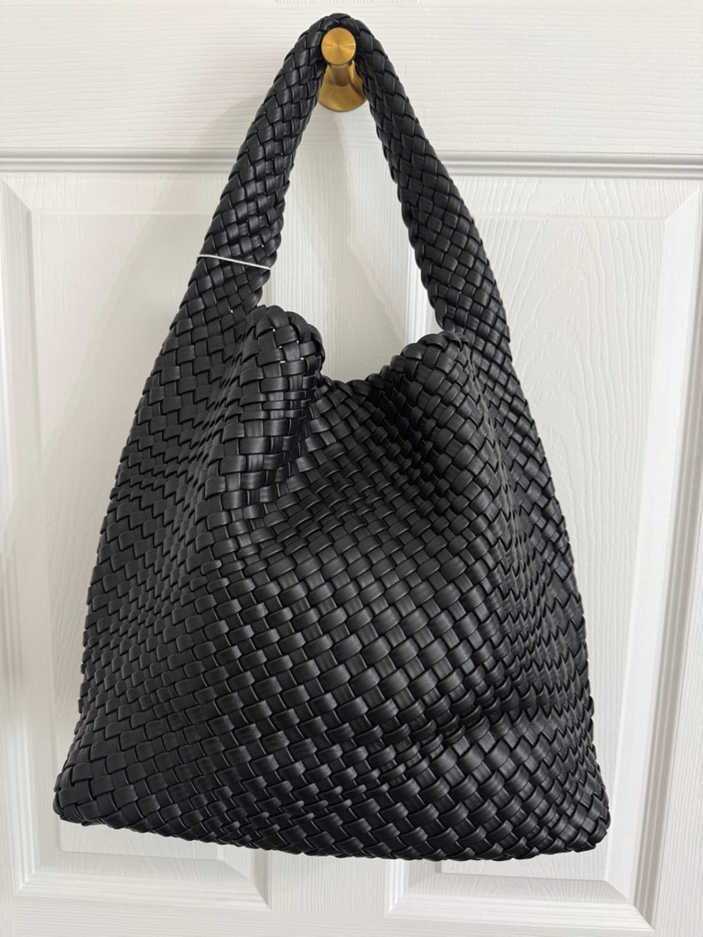 Vegan Leather Woven Hobo Shoulder Bag - Black
NWT!